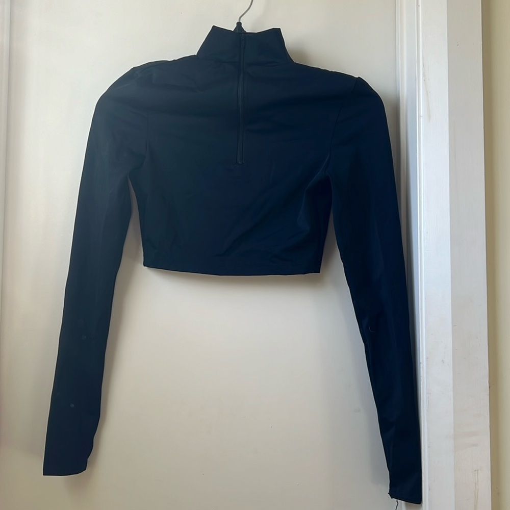 Balera Black Spandex Cropped Quarter Zip